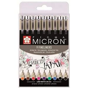 Stylo feutre - SAKURA - PIGMA MICRON 05 - Étui de 9 - Pointe fine - Couleurs assorties - Publicité Stylo feutre - SAKURA - PIGMA MICRON 05 - Étui de 9 - Pointe fine - Couleurs assorties - Publicité