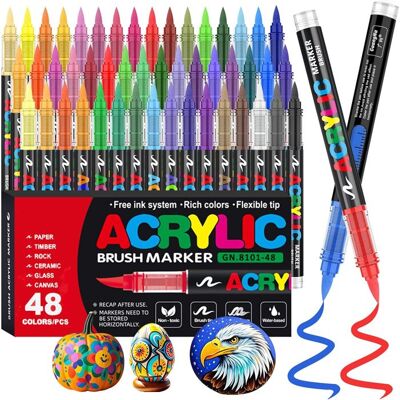 DARMOWADE 48 Couleurs Feutre Acryliquestylos acryliques à pointe pinceau pour le coloriage adulteAcrylic Paint Markers pour Coloriage - Publicité DARMOWADE 48 Couleurs Feutre Acryliquestylos acryliques à pointe pinceau pour le coloriage adulteAcrylic Paint Markers pour Coloriage - Publicité