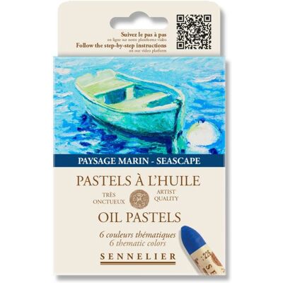 Pastels à lhuile - Sennelier - Très onctueux - 6 couleurs - Paysage marin Blanc - Publicité Pastels à lhuile - Sennelier - Très onctueux - 6 couleurs - Paysage marin Blanc - Publicité