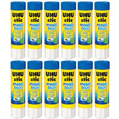 12 bâtons De Colle - Magic Blue - 8G - UHU Bleu - Publicité 12 bâtons De Colle - Magic Blue - 8G - UHU Bleu - Publicité