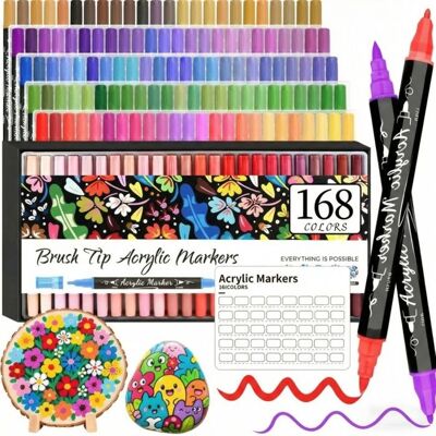 NAPASA Feutre Acrylique 168 Couleursstylos acryliques à pointe pinceau pour le coloriage adulteAcrylic Paint Markers pour Coloriage Noir - Publicité NAPASA Feutre Acrylique 168 Couleursstylos acryliques à pointe pinceau pour le coloriage adulteAcrylic Paint Markers pour Coloriage Noir - Publicité