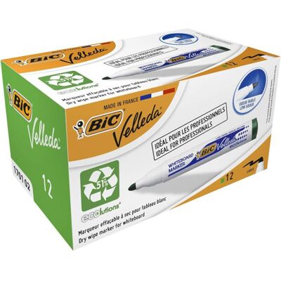 Marqueurs Effaçables - BIC - Velleda 1701 - Lot de 12 - Pointe Conique - Vert - Écologique Vert - Publicité Marqueurs Effaçables - BIC - Velleda 1701 - Lot de 12 - Pointe Conique - Vert - Écologique Vert - Publicité