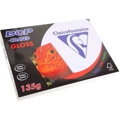 Papier - CLAIREFONTAINE - DCP - 250 Feuilles - A4 135g - Certifié FSC - Couché Brillant Blanc Blanc - Publicité Papier - CLAIREFONTAINE - DCP - 250 Feuilles - A4 135g - Certifié FSC - Couché Brillant Blanc Blanc - Publicité