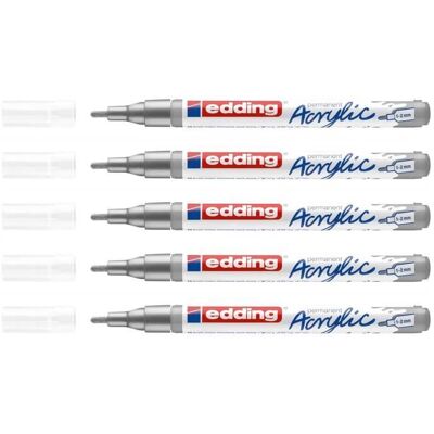 Marqueurs Acrylique EDDING 5300 Argent Pointe Fine 1-2 mm Noir - Publicité Marqueurs Acrylique EDDING 5300 Argent Pointe Fine 1-2 mm Noir - Publicité