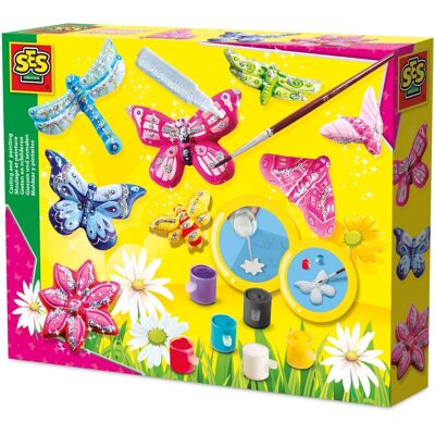 SES Creative - Kit Moulage Plâtre Papillons - 6 Couleurs de Peinture + Pinceau + Paillettes - Activité Créative Enfants 5+ Rose - Publicité SES Creative - Kit Moulage Plâtre Papillons - 6 Couleurs de Peinture + Pinceau + Paillettes - Activité Créative Enfants 5+ Rose - Publicité