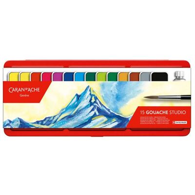 Caran d'Ache Gouache - CARAN DACHE - Set de 14 Pans - Fabrication traditionnelle - Résistance à la lumière - Économique - Publicité Caran d'Ache Gouache - CARAN DACHE - Set de 14 Pans - Fabrication traditionnelle - Résistance à la lumière - Économique - Publicité