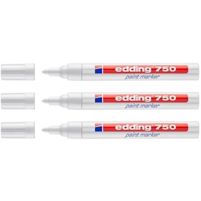 Marqueurs Peinture - EDDING - 750 Blanc - Pointe Ronde 2-4 mm - Lot de 3 Blanc - Publicité Marqueurs Peinture - EDDING - 750 Blanc - Pointe Ronde 2-4 mm - Lot de 3 Blanc - Publicité