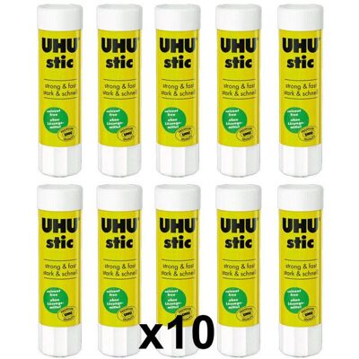 Colle - UHU - Bâton de colle - 82 g - Lot de 10 - Sans solvants - Publicité Colle - UHU - Bâton de colle - 82 g - Lot de 10 - Sans solvants - Publicité