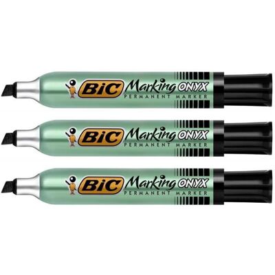 Marqueur Permanent MARKING ONYX 1591 MAXI Pointe Biseau 2 7 à 6 2 mm Noir - BIC - Lot de 3 Noir - Publicité Marqueur Permanent MARKING ONYX 1591 MAXI Pointe Biseau 2 7 à 6 2 mm Noir - BIC - Lot de 3 Noir - Publicité