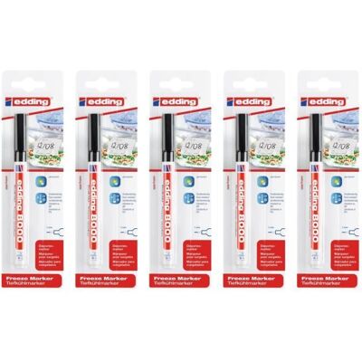 Marqueurs EDDING - Lot de 5 - Spécial Surgelés - Pointe Fine 1mm - Noir Noir - Publicité Marqueurs EDDING - Lot de 5 - Spécial Surgelés - Pointe Fine 1mm - Noir Noir - Publicité