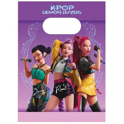 PROCOS 4 Sacs cadeaux en papier K-pop Demon Hunters - Violet / parme Violet - Publicité PROCOS 4 Sacs cadeaux en papier K-pop Demon Hunters - Violet / parme Violet - Publicité