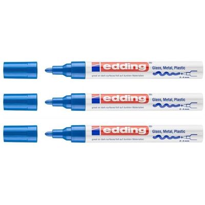 Marqueurs Peinture - EDDING - 750 - Lot de 3 - Couleur Bleue - Pointe Ronde 2-4 mm Bleu - Publicité Marqueurs Peinture - EDDING - 750 - Lot de 3 - Couleur Bleue - Pointe Ronde 2-4 mm Bleu - Publicité