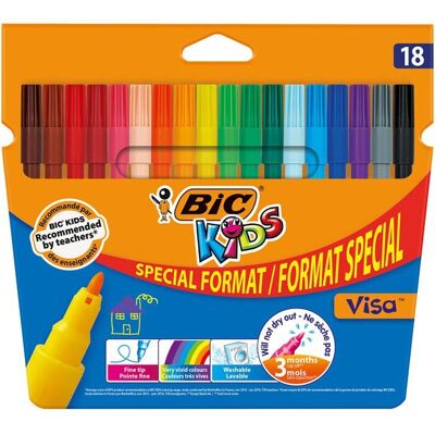 Feutres de coloriage - BIC - Kids - Pointe fine - Encre lavable - Offre spéciale x18 - Publicité Feutres de coloriage - BIC - Kids - Pointe fine - Encre lavable - Offre spéciale x18 - Publicité