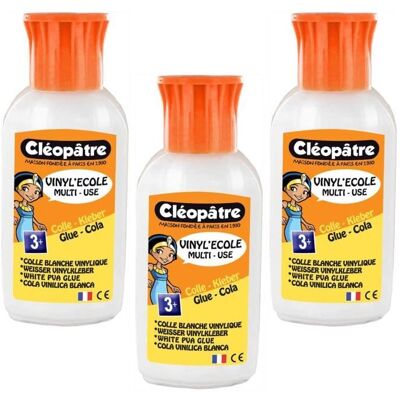 CLEOPATRE Cléopâtre Lot de 3 Colles Vinylique Vinyl école en 55 gr - Publicité CLEOPATRE Cléopâtre Lot de 3 Colles Vinylique Vinyl école en 55 gr - Publicité