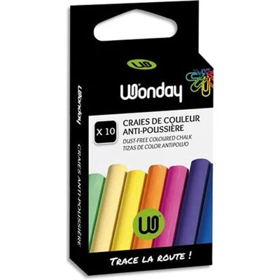 Craies de couleur - Anti-poussière - Facile à effaceur - Pour ardoise et tableau noir - 10 teintes - Publicité Craies de couleur - Anti-poussière - Facile à effaceur - Pour ardoise et tableau noir - 10 teintes - Publicité