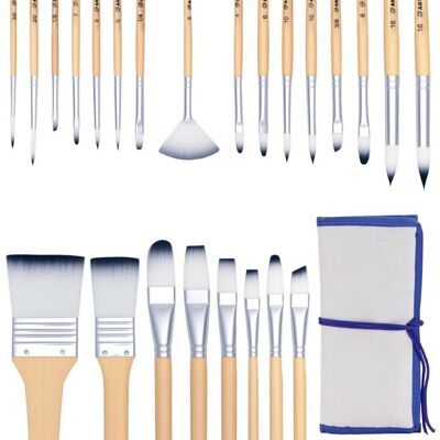 Pinceaux peinture acrylique - CACTOSE - Set de 24 pinceaux - Nylon haute qualité - Différentes formes et tailles - Publicité Pinceaux peinture acrylique - CACTOSE - Set de 24 pinceaux - Nylon haute qualité - Différentes formes et tailles - Publicité