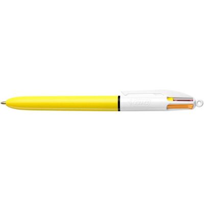 Stylo - 4 Couleurs - Pointe Moyenne - Bic - Corps Jaune Jaune - Publicité Stylo - 4 Couleurs - Pointe Moyenne - Bic - Corps Jaune Jaune - Publicité
