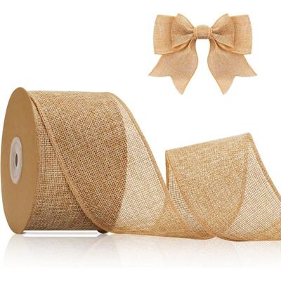 AUTREMENT 6cm x 10m Jute Ribbon Vintage Gift Jute Jute Ribbon Decorative Wired Craft Bow Wedding Decoration Autumn 6cm x 10M Nat RUBAN CADEAU - Publicité AUTREMENT 6cm x 10m Jute Ribbon Vintage Gift Jute Jute Ribbon Decorative Wired Craft Bow Wedding Decoration Autumn 6cm x 10M Nat RUBAN CADEAU - Publicité