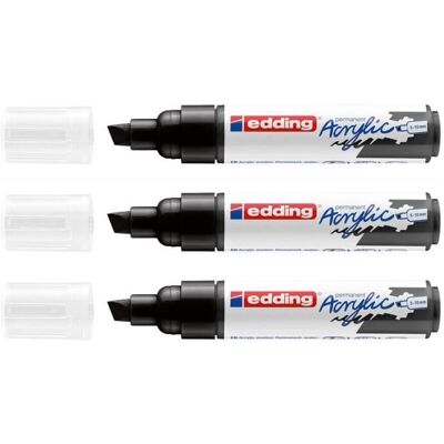 Feutre acrylique - edding - 5000 - Pointe Large 5-10 mm - Lot de 3 - Noir Noir - Publicité Feutre acrylique - edding - 5000 - Pointe Large 5-10 mm - Lot de 3 - Noir Noir - Publicité