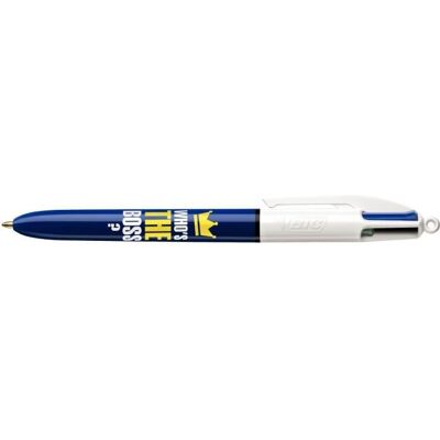 Stylo Bille 4 Couleurs - BIC - Who’s The Boss - Pointe Moyenne 1mm - Rechargeable - Mixte - Publicité Stylo Bille 4 Couleurs - BIC - Who’s The Boss - Pointe Moyenne 1mm - Rechargeable - Mixte - Publicité