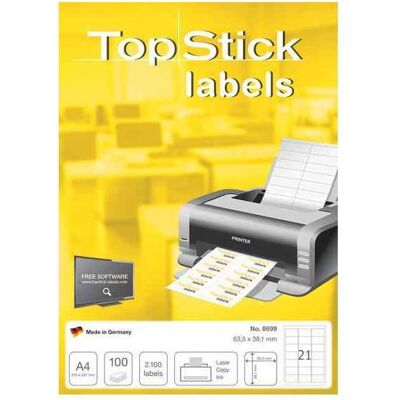 Étiquettes multi-usages blanches TOPSTICK 70x25,4mm - Feuilles d'étiquettes - Publicité Étiquettes multi-usages blanches TOPSTICK 70x25,4mm - Feuilles d'étiquettes - Publicité