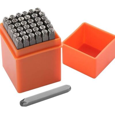 Revo 37 Pièces Lettres et Chiffres à Frapper 3mm Poinçon A-Z et 0-9 pour Estampage du Métal du Plastique du Bois du Cuir - Publicité Revo 37 Pièces Lettres et Chiffres à Frapper 3mm Poinçon A-Z et 0-9 pour Estampage du Métal du Plastique du Bois du Cuir - Publicité