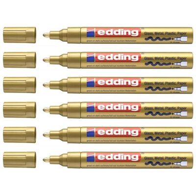 Marqueurs Peinture Brillante 750 Or Pointe Ronde 2-4 mm - EDDING - Lot de 6 Jaune - Publicité Marqueurs Peinture Brillante 750 Or Pointe Ronde 2-4 mm - EDDING - Lot de 6 Jaune - Publicité