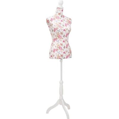 VIDAXL Buste de couture de femme en coton blanc motifs à rosiers Blanc - Publicité VIDAXL Buste de couture de femme en coton blanc motifs à rosiers Blanc - Publicité