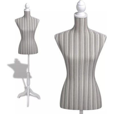 Buste de couture femme en lin à rayures - VIDAXL - Réglable en hauteur Gris - Publicité Buste de couture femme en lin à rayures - VIDAXL - Réglable en hauteur Gris - Publicité