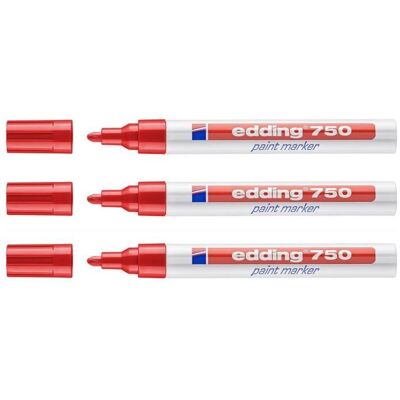 Marqueurs Peinture 750 Rouge Pointe Ronde 2-4 mm - EDDING - Lot de 3 Rouge - Publicité Marqueurs Peinture 750 Rouge Pointe Ronde 2-4 mm - EDDING - Lot de 3 Rouge - Publicité