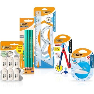 Kit de Fournitures Scolaires BIC - Compas, Crayons, Gomme - Publicité Kit de Fournitures Scolaires BIC - Compas, Crayons, Gomme - Publicité