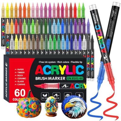 NAPASA Feutres Acryliques 60 Couleurs à Pointe Pinceau - Marqueurs Peinture pour Coloriage Adulte et Loisirs Créatifs Multi-Surfaces - Publicité NAPASA Feutres Acryliques 60 Couleurs à Pointe Pinceau - Marqueurs Peinture pour Coloriage Adulte et Loisirs Créatifs Multi-Surfaces - Publicité
