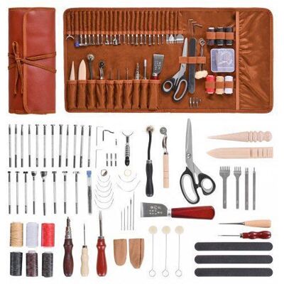VEVOR Kit Travail Cuir 72 Pièces Gravure Poinçonnage Couture Estampage avec Sac Rangement Portable - Publicité VEVOR Kit Travail Cuir 72 Pièces Gravure Poinçonnage Couture Estampage avec Sac Rangement Portable - Publicité