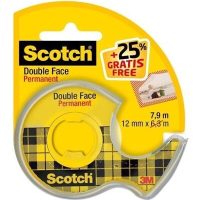 Ruban Double-Face - SCOTCH - 665 - 6 m - 12 mm - Transparent Blanc - Publicité Ruban Double-Face - SCOTCH - 665 - 6 m - 12 mm - Transparent Blanc - Publicité