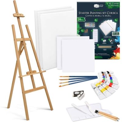 Artina 24 pcs Kit Peinture Acrylique avec Chevalet Bois 150 cm - Publicité Artina 24 pcs Kit Peinture Acrylique avec Chevalet Bois 150 cm - Publicité