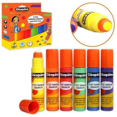 Tampons de gouache - CLEOPATRE - P’tits Tampons - Lot 6 x50 ml - Rechargeables - Couleurs vives - Publicité Tampons de gouache - CLEOPATRE - P’tits Tampons - Lot 6 x50 ml - Rechargeables - Couleurs vives - Publicité