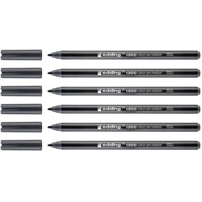 Edding Lot de 6 Feutres de Coloriage 1300 Gris Foncé Pointe Moyenne 2 mm Gris - Publicité Edding Lot de 6 Feutres de Coloriage 1300 Gris Foncé Pointe Moyenne 2 mm Gris - Publicité