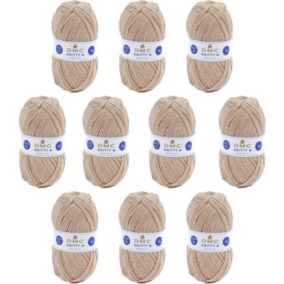 10 pelotes - 100% acrylique - Beige - 964 - 50g - 140m - DMC - Knitty 4 - Tricot Beige - Publicité 10 pelotes - 100% acrylique - Beige - 964 - 50g - 140m - DMC - Knitty 4 - Tricot Beige - Publicité