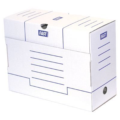 FAST Lot de 25 boîtes darchives - Manuelle - 15 cm - Blanc et bleu Blanc - Publicité FAST Lot de 25 boîtes darchives - Manuelle - 15 cm - Blanc et bleu Blanc - Publicité