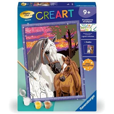 CreArt Kids 18x24cm Chevaux au coucher du soleil Kit de peinture par numéros Numéro dArt Dès 9 ans 25809 Ravensburger Bleu - Publicité CreArt Kids 18x24cm Chevaux au coucher du soleil Kit de peinture par numéros Numéro dArt Dès 9 ans 25809 Ravensburger Bleu - Publicité