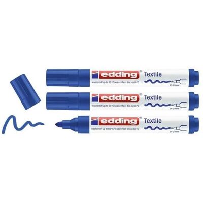 Stylo textile - EDDING - 4500 - Bleu - Pointe fine - Lot de 3 Bleu - Publicité Stylo textile - EDDING - 4500 - Bleu - Pointe fine - Lot de 3 Bleu - Publicité