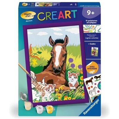 CreArt Kids 18x24cm Cheval et chatons Kit de peinture par numéros Numéro dArt Dès 7 ans 25840 Ravensburger Bleu - Publicité CreArt Kids 18x24cm Cheval et chatons Kit de peinture par numéros Numéro dArt Dès 7 ans 25840 Ravensburger Bleu - Publicité