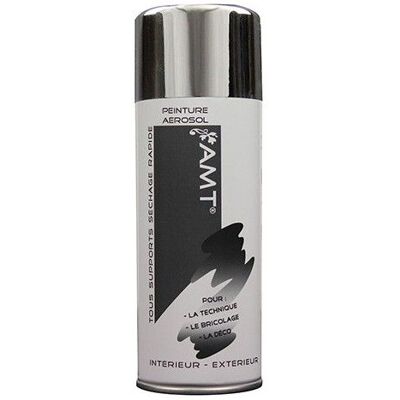 Peinture aérosol - AMT - Chrome - 400 mL - Résistance après séchage - Tous supports Gris - Publicité Peinture aérosol - AMT - Chrome - 400 mL - Résistance après séchage - Tous supports Gris - Publicité