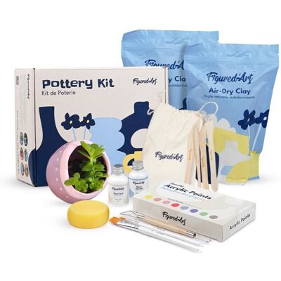 FIGURED'ART Kit de poterie - FIGUREDART - 2 kg - Argile autodurcissante - Sans cuisson - Pour débutants Blanc - Publicité FIGURED'ART Kit de poterie - FIGUREDART - 2 kg - Argile autodurcissante - Sans cuisson - Pour débutants Blanc - Publicité