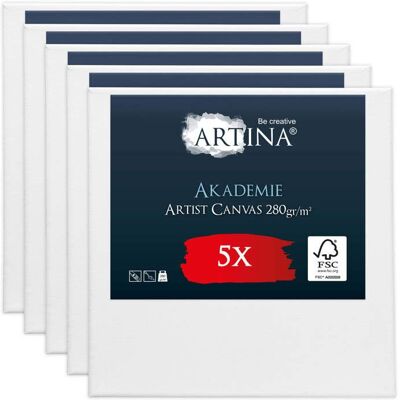 ARTINA Toile sur châssis Académie 50x50cm lot de 5 Blanc - Publicité ARTINA Toile sur châssis Académie 50x50cm lot de 5 Blanc - Publicité