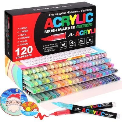 DARMOWADE 120 Couleurs Feutre Acryliquestylos acryliques à pointe pinceau pour le coloriage adulteAcrylic Paint Markers pour Coloriage - Publicité DARMOWADE 120 Couleurs Feutre Acryliquestylos acryliques à pointe pinceau pour le coloriage adulteAcrylic Paint Markers pour Coloriage - Publicité