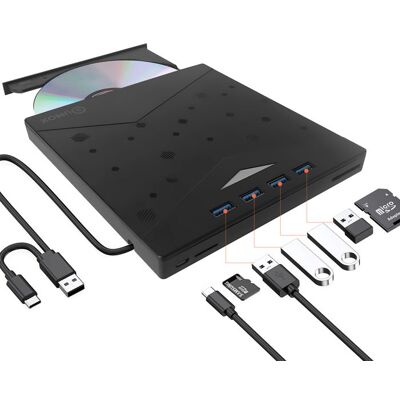 Qumox Graveur DVD CD Lecteur Externe USB 3.0 Avec 4 Ports USB A 2 port Cartes TF/SD Pour PC Ordinateur Portable Mac PC Windows 11 Noir - Publicité Qumox Graveur DVD CD Lecteur Externe USB 3.0 Avec 4 Ports USB A 2 port Cartes TF/SD Pour PC Ordinateur Portable Mac PC Windows 11 Noir - Publicité