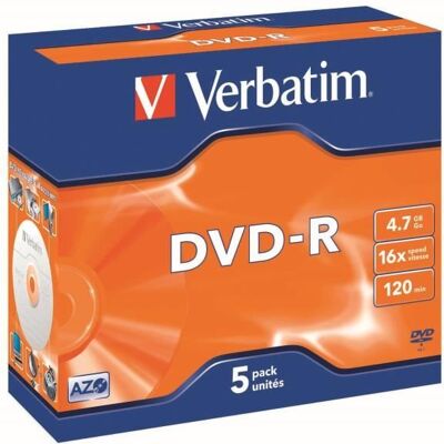 DVD-R VERBATIM - Pack de 5 - 16x - 4.7 Go - Boîtier crystal Gris - Publicité DVD-R VERBATIM - Pack de 5 - 16x - 4.7 Go - Boîtier crystal Gris - Publicité