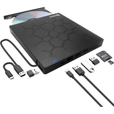 QUMOX Lecteur Graveur DVD CD Externe USB 3.0 Portable- Graveur de DVD multifonction 7 en 1- pour Windows 11/10/8/7 Linux Mac OS10.6 ou sup - Publicité QUMOX Lecteur Graveur DVD CD Externe USB 3.0 Portable- Graveur de DVD multifonction 7 en 1- pour Windows 11/10/8/7 Linux Mac OS10.6 ou sup - Publicité