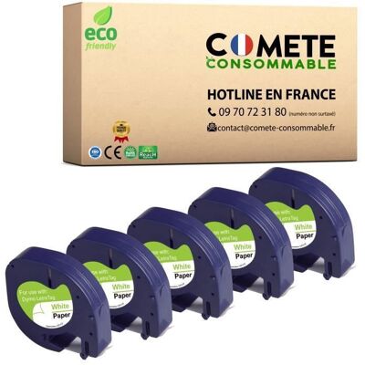 COMETE CONSOMMABLE 91200 12mm x 4m noir sur blanc bande étiquette - pour Dymo LetraTag - Publicité COMETE CONSOMMABLE 91200 12mm x 4m noir sur blanc bande étiquette - pour Dymo LetraTag - Publicité
